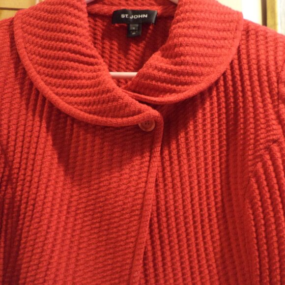 St. John Jacket Rope Knit Shawl Jacket~Top Buttons Closure Roll Collar Size: S - Picture 2 of 10